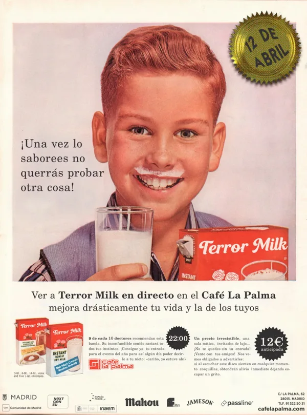 Cartel Terror Milk en Café la Palma